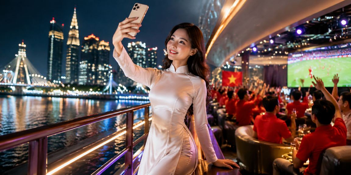Người chơi đăng nhập casino trên điện thoại tại Hồ Chí Minh với áo dài truyền thống